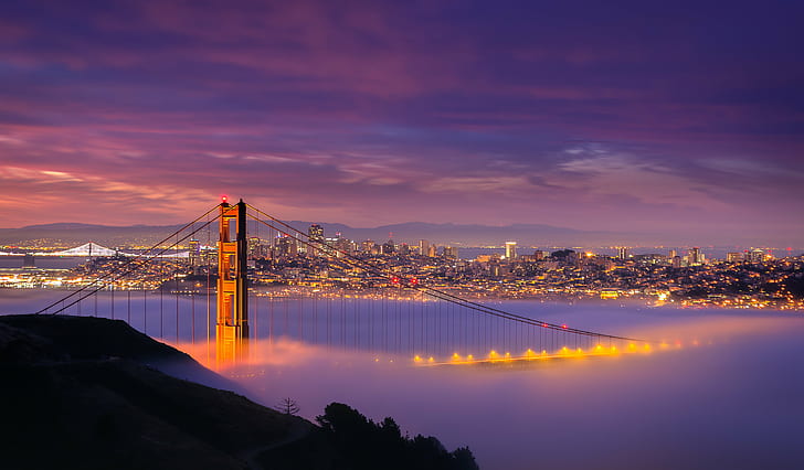 Golden Gate bridge, Dreamy, SF, Sunrise, Bay Area  California, HD wallpaper