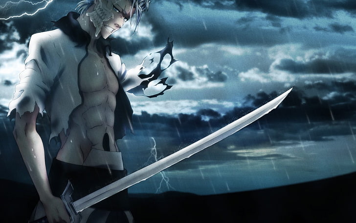man holding silver sword, Bleach, Grimmjow Jaegerjaquez, Espada, HD wallpaper