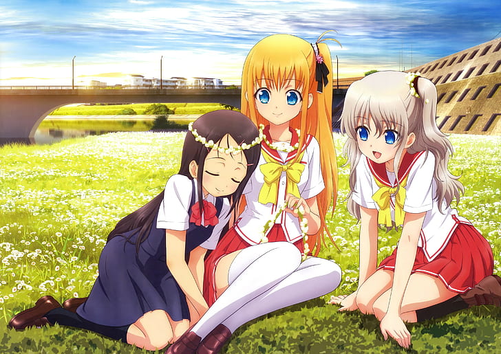 Anime Girls, Charlotte, School Uniform, Nishimori Yusa, Otosaka Ayumi, Tomori Nao, HD wallpaper