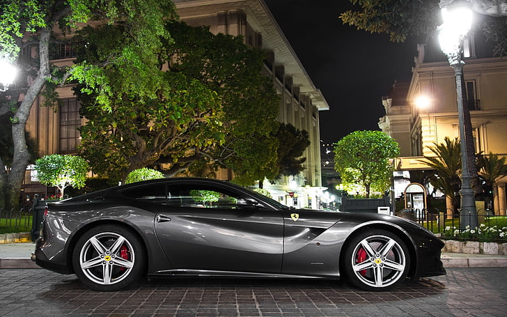 Ferrari, car, Ferrari F12, vehicle, black cars, mode of transportation, HD wallpaper
