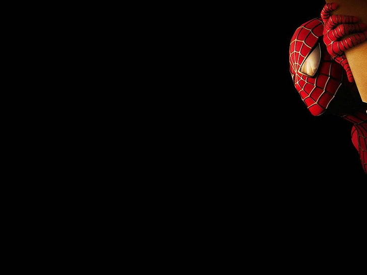 Spider-Man, Marvel Comics, black background, superhero, copy space, HD wallpaper