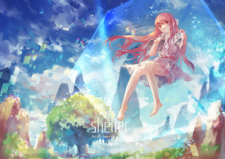 Anime, Shelter, Rin (Shelter), underwater, sea, swimming, one person, HD wallpaper