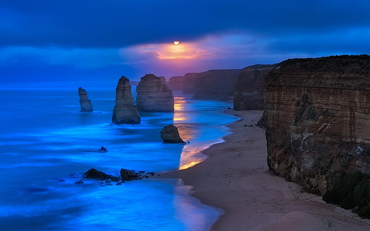 Twelve Apostles, Australia, nature, landscape, beach, cliff, sea