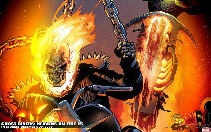 Ghost Rider Skull Fire Flame HD, cartoon/comic