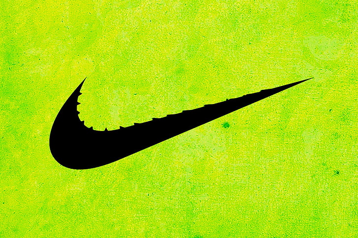 Nike logo, green color, no people, nature, silhouette, close-up, HD wallpaper