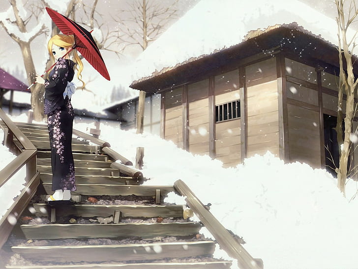 anime girls, traditional clothing, Sayonara Zetsubou Sensei, HD wallpaper