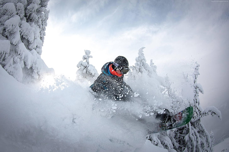 snow, winter, snowboard, mountain, cold temperature, sport, HD wallpaper
