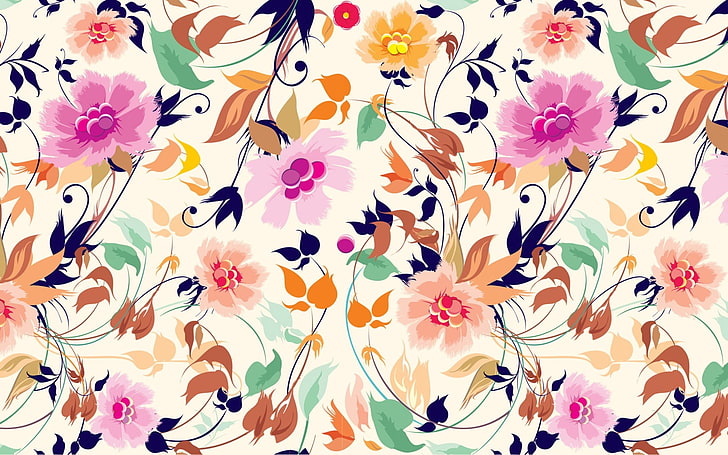 multi-color floral pattern, patterns, background, texture, surface, HD wallpaper