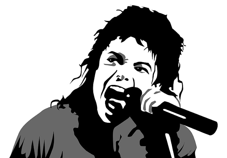 Michael Jackson digital art, vector graphics, face, microphone