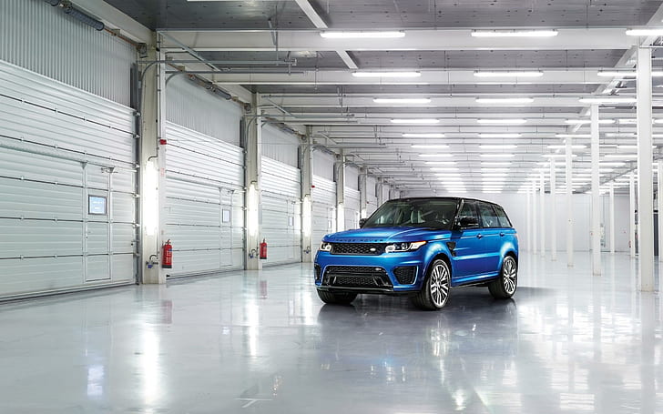 2015 Land Rover Range Rover Sport SVR 3, blue car, cars, HD wallpaper