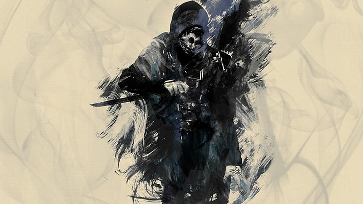 Grim Reaper holding dagger digital wallpaper, skeleton wearing coat holding knife illustration
