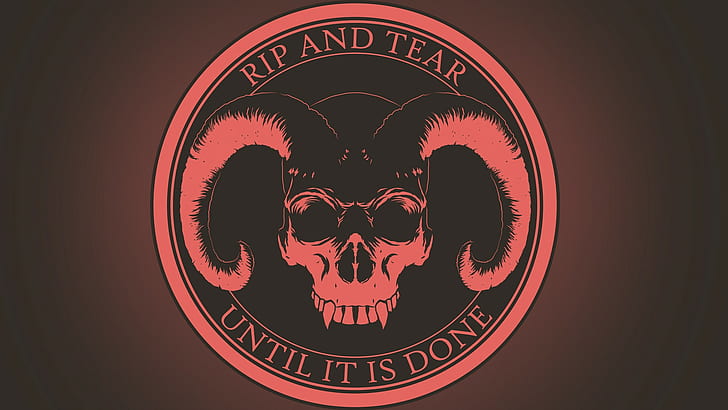 Hd Wallpaper Skull Evil Horns Doom Game Demon Logo