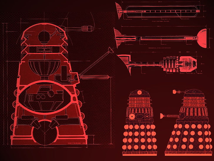 black and red computer tower, Doctor Who, Daleks, no people, technology