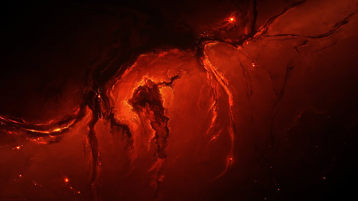 red and black lava wallpaper, Starkiteckt, space, space art, nebula, HD wallpaper