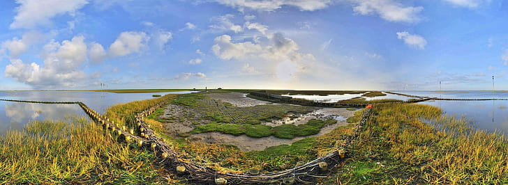 landscape, fisheye lens, HD wallpaper