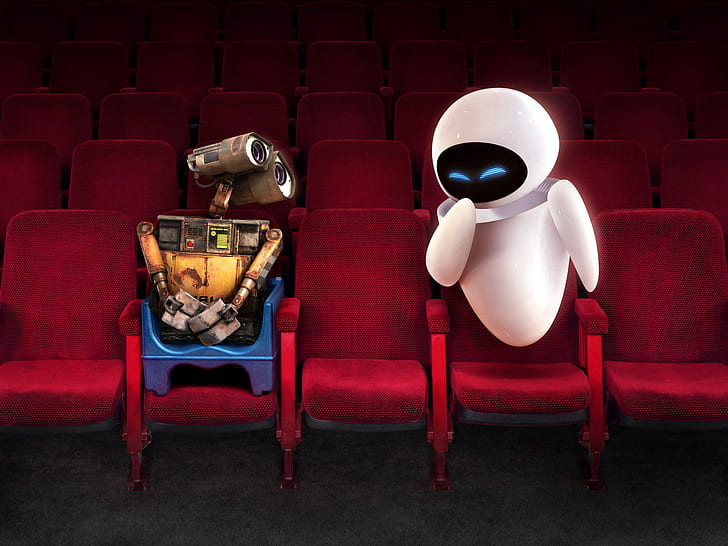 Wall E and EVE in Theater HD, movies, pixars, HD wallpaper