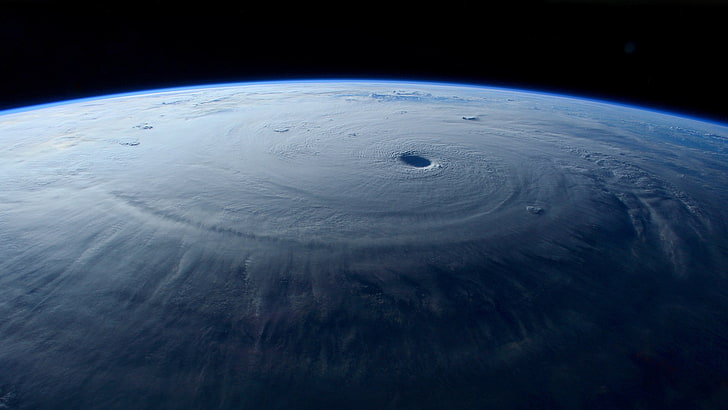Typhoon, hurricane, Earth, atmosphere, space, clouds, planet earth, HD wallpaper