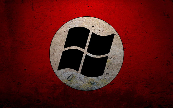 Windows logo, Nazi, Microsoft, red, no people, wall - building feature, HD wallpaper