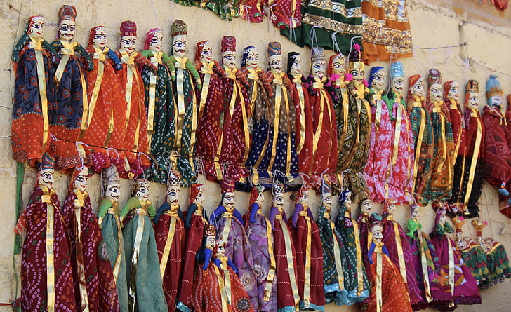 colourful, puppets, rajasthan, retail, for sale, choice, market, HD wallpaper
