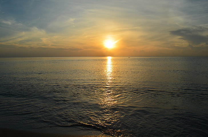 water, sun rays, sky, sunset, sea, beauty in nature, scenics - nature, HD wallpaper