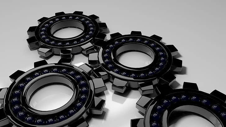 Ball Bearing Gears, abstract, 1920, cinema 4d, 3d, 3d and abstract, HD wallpaper