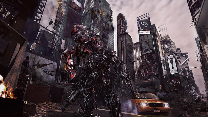 robot monster wallpaper, the city, transformers, destroyed, transformers 3