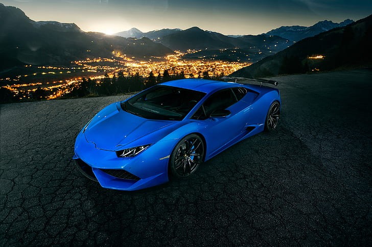 lights, Lamborghini, blue, Novitec Torado, Huracan, hurakan, HD wallpaper
