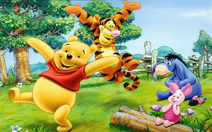 Cartoon Tigger Piglet And Winnie The Pooh Happy And Cheerful Friends Wallpapers Hd 1920×1200