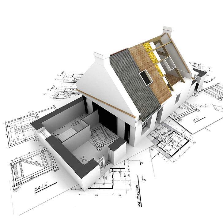3d view white architecture houses render 2194x2206  Architecture Houses HD Art