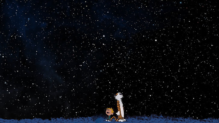 2732x768px | free download | HD wallpaper: animated wallpaper, Calvin and  Hobbes, space, stars, night, star - space | Wallpaper Flare