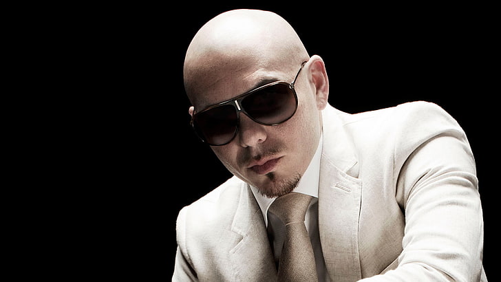 Pitbull rapper, glasses, suit, tie, light, men, sunglasses, people, HD wallpaper