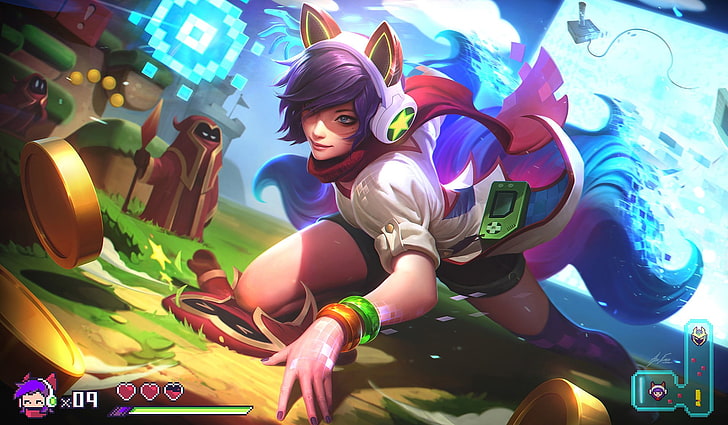 woman with purple hair anime character wallpaper, Summoner's Rift