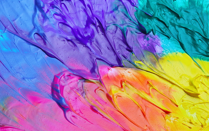 abstract painting, colorful, paint splash, purple, multi colored, HD wallpaper