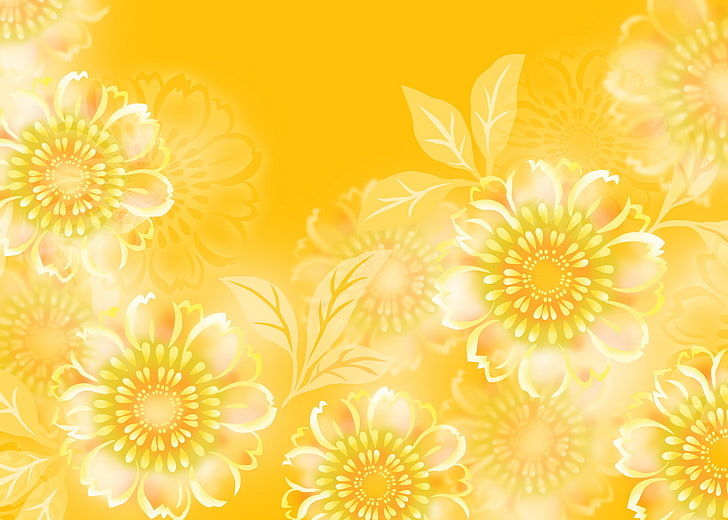 HD wallpaper: yellow and white floral illustration, flowers, pattern,  flowering plant | Wallpaper Flare