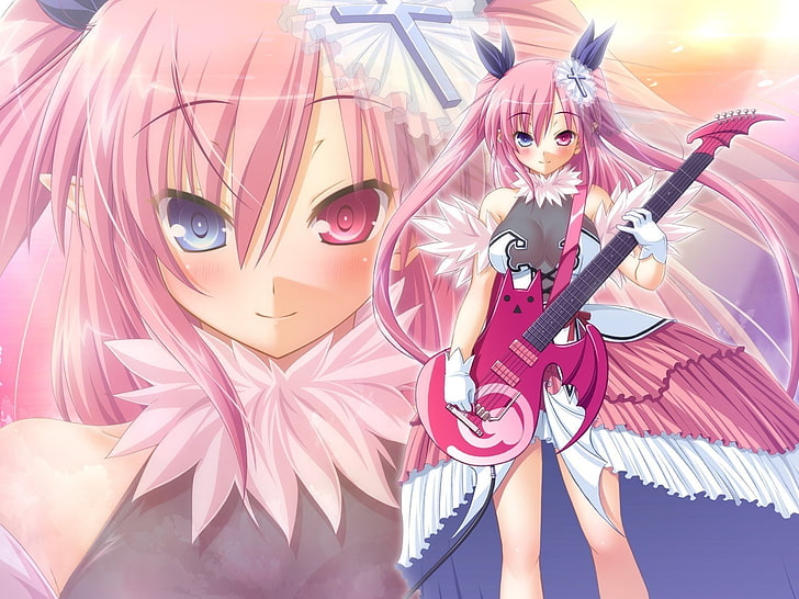 odd-eyed female character holding guitar, Anime, Chu X Chu Idol, HD wallpaper