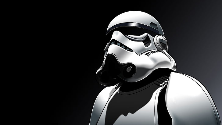 Star Wars Stormtrooper illustration, digital art, black, white, HD wallpaper