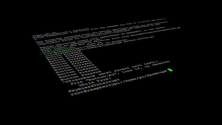 white text on black background, computer program photo, Linux