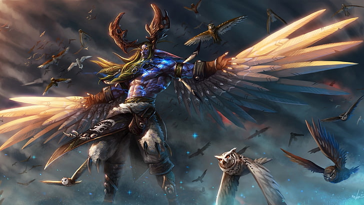 winged monster wallpaper, Malfurion, World of Warcraft, video games