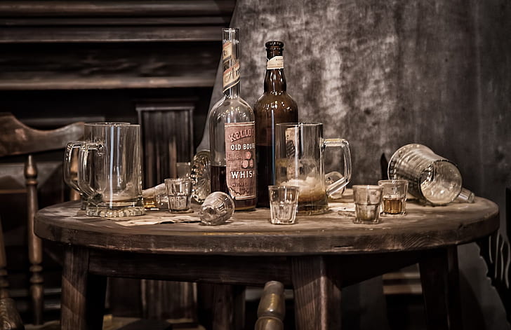 HD wallpaper: table, bottles, whiskey, drinking glass, alcohol | Wallpaper  Flare