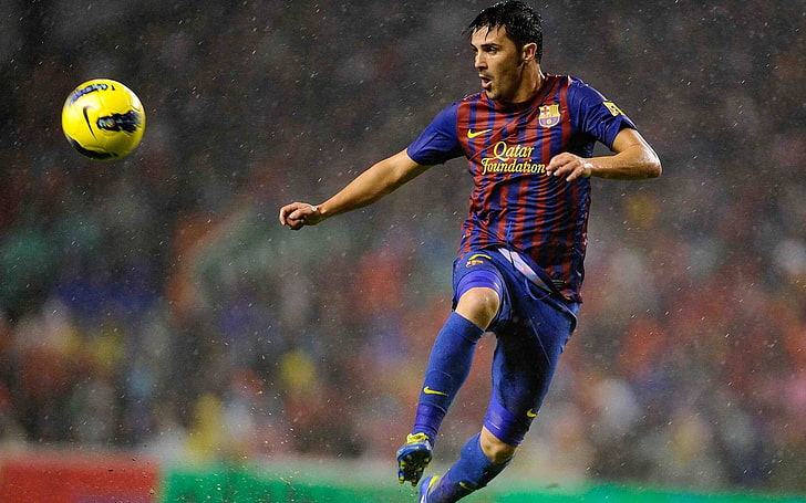 F.C. Barcelona football player, star, form, David Villa, the Spaniard, HD wallpaper