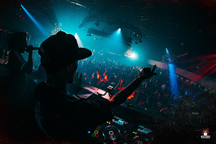 Riddim Dubstep, DJ, dark, crowds, HD wallpaper