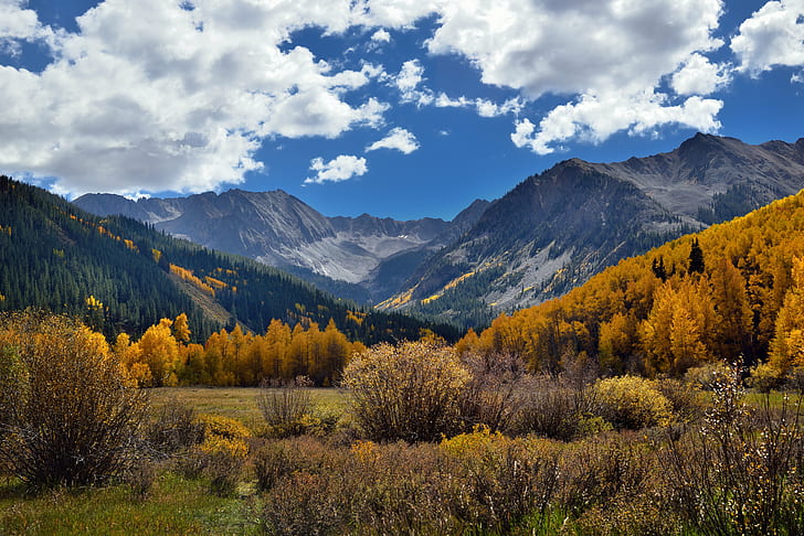 timelapse of mountain and clouds, Aspens, Blue Skies, Capture, HD wallpaper