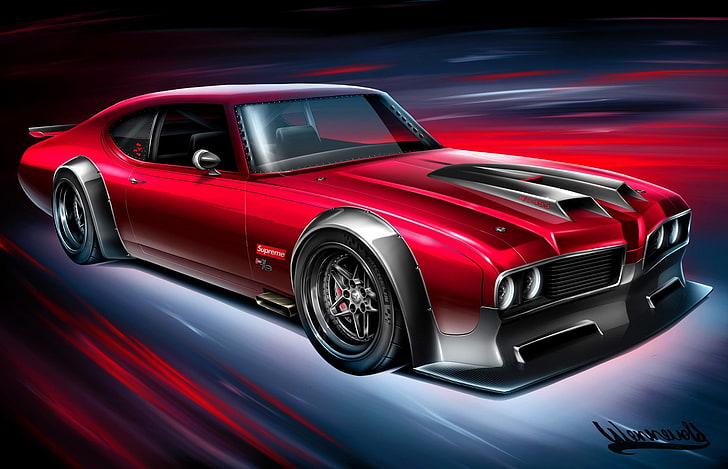 HD wallpaper: car, red cars, vehicle, artwork, mode of ...