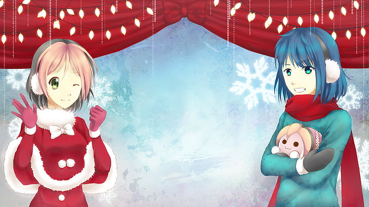 anime, Anime Girls, christmas, Osu, Pippi, human representation, HD wallpaper