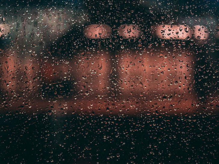 glass window, drops, rain, moisture, wet, water, glass - material, HD wallpaper