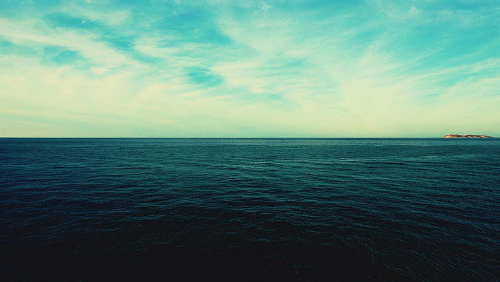 green body of water, nature, sea, horizon, clouds, sky, scenics - nature, HD wallpaper