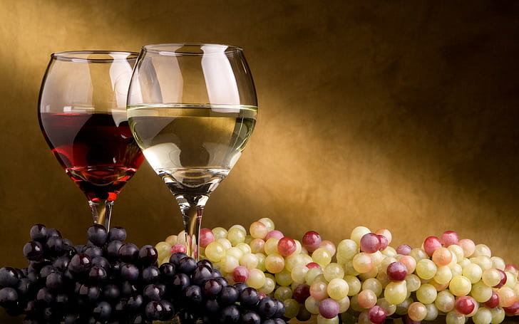 alcohol, wine, grapes, food, glass, HD wallpaper