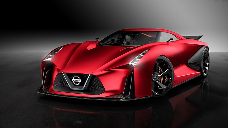 Nissan 2020 Vision Gran Turismo, red, speed, concept, sports car, HD wallpaper
