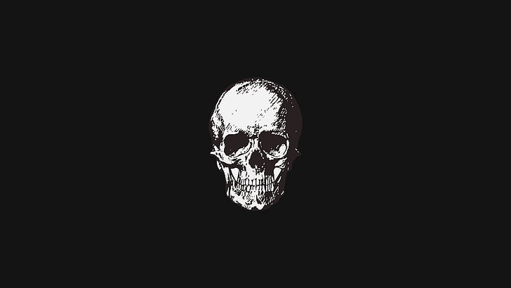 simple, skull, minimalism, sake, Black background