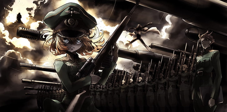 soldier woman illustration, Anime, Youjo Senki, Tanya Degurechaff